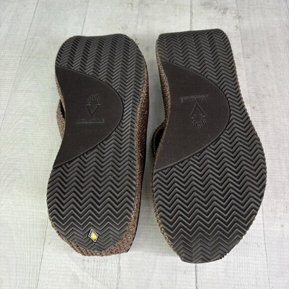 Volatile CANOVA Brown Raffia Straps Wedge Platform Thong Flip Flop Sandals Sz 9 - Picture 7 of 14